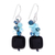 Multi-gemstone dangle earrings, 'Blue Courage' - Blue and Black Multi-Gemstone Dangle Earrings from Thailand