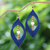 Quartz macrame dangle earrings, 'Dark Blue Drop' - White Quartz and Brass Beads Macrame Dangle Earrings in Blue (image 2) thumbail