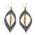 Quartz macrame dangle earrings, 'Green Drop' - Yellow Quartz & Brass Beads Macrame Dangle Earrings in Green thumbail