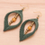 Quartz macrame dangle earrings, 'Green Drop' - Yellow Quartz & Brass Beads Macrame Dangle Earrings in Green (image 2b) thumbail