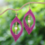 Rose quartz macrame dangle earrings, 'Fuchsia Drop' - Rose Quartz & Brass Beads Macrame Dangle Earrings in Fuchsia (image 2) thumbail