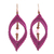 Rose quartz macrame dangle earrings, 'Fuchsia Drop' - Rose Quartz & Brass Beads Macrame Dangle Earrings in Fuchsia thumbail