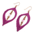 Rose quartz macrame dangle earrings, 'Fuchsia Drop' - Rose Quartz & Brass Beads Macrame Dangle Earrings in Fuchsia (image 2c) thumbail