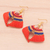 Jasper macrame dangle earrings, 'Orange Flight' - Handcrafted Jasper Macrame Dangle Earrings with Brass Beads (image 2b) thumbail