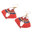 Jasper macrame dangle earrings, 'Orange Flight' - Handcrafted Jasper Macrame Dangle Earrings with Brass Beads
