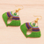 Quartz macrame dangle earrings, 'Green Flight' - Handcrafted Quartz Macrame Dangle Earrings with Brass Beads (image 2b) thumbail