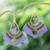 Macrame dangle earrings, 'Purple Flight' - Handcrafted Purple Macrame Dangle Earrings with Glass Beads (image 2) thumbail