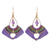 Macrame dangle earrings, 'Purple Flight' - Handcrafted Purple Macrame Dangle Earrings with Glass Beads thumbail