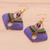 Macrame dangle earrings, 'Purple Flight' - Handcrafted Purple Macrame Dangle Earrings with Glass Beads (image 2b) thumbail