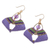 Macrame dangle earrings, 'Purple Flight' - Handcrafted Purple Macrame Dangle Earrings with Glass Beads (image 2c) thumbail