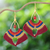 Carnelian macrame dangle earrings, 'Red Flight' - Handcrafted Carnelian Macrame Dangle Earrings in Red (image 2) thumbail
