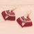 Carnelian macrame dangle earrings, 'Red Flight' - Handcrafted Carnelian Macrame Dangle Earrings in Red (image 2b) thumbail