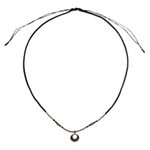 Silver beaded pendant necklace, 'Sparkling Tradition' - Black Braided Pendant Necklace with Silver Beads