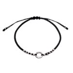 Silver pendant bracelet, 'Modern Ancestry' - Handcrafted Silver Pendant Bracelet with Braided Design