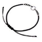 Silver pendant bracelet, 'Modern Ancestry' - Handcrafted Silver Pendant Bracelet with Braided Design