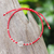 Silbernes Armband mit Anhänger - Thailändisches geflochtenes silbernes Schmetterlings-Anhänger-Armband in Rot