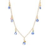 Gold-plated kyanite and tourmaline waterfall necklace, 'Tide Drops' - 24k Gold-Plated Waterfall Necklace with 6-Carat Gemstones
