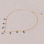 Gold-plated kyanite and tourmaline waterfall necklace, 'Tide Drops' - 24k Gold-Plated Waterfall Necklace with 6-Carat Gemstones