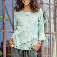 Featured review for Cotton blouse, Mint Ruffles