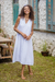 Cotton A-line dress, 'A Day Off in White' - Sleeveless Cotton Gauze Summer Dress in White from Thailand (image 2b) thumbail