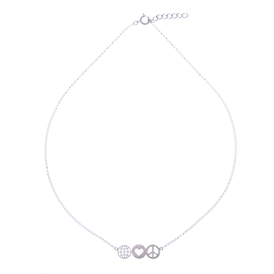 Sterling silver pendant necklace, 'Peace Line' - Sterling Silver Pendant Necklace Inspired by Peace
