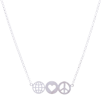 Halskette mit Anhänger aus Sterlingsilber - Halskette mit Anhänger aus Sterlingsilber, inspiriert vom Frieden
