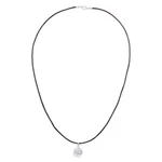 Sterling silver pendant necklace, 'Peaceful Globe' - Waxed Nylon Cord Necklace with Sterling Silver Dove Pendant