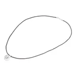 Sterling silver pendant necklace, 'Peaceful Globe' - Waxed Nylon Cord Necklace with Sterling Silver Dove Pendant