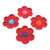 Untersetzer aus Baumwolle, (4er-Set) - Set mit 4 Untersetzern aus gehäkelter Baumwolle mit Blumenmuster in Rottönen