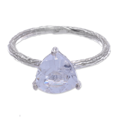 Quartz solitaire ring, 'Shimmering Rainfall' - Quartz and Sterling Silver Solitaire Ring from Thailand