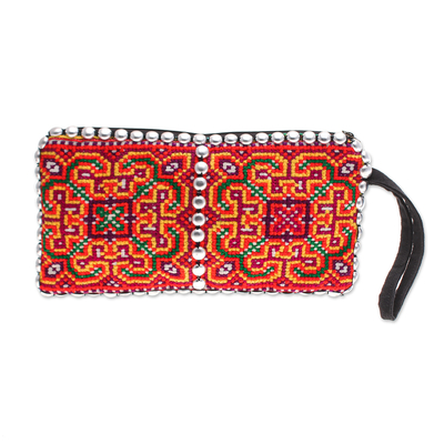 Handcrafted Cross-Stitched Hmong Cotton Wristlet
