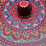 Wood decorative box, 'Black Tides' - Hand-Painted Mango Wood Decorative Box with Black Beads