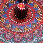 Wood decorative box, 'Yellow Tides' - Hand-Painted Mango Wood Decorative Box with Yellow Beads