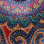 Wood decorative box, 'Floral Circle in Blue' - Hand-Painted Blue Mango Wood Decorative Box from Thailand