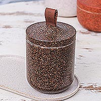 Recycled rice husk bio-composite jar, 'Tagine in Mahogany' - Brown Jar Made from A Bio-Composite with Recycled Rice Husks