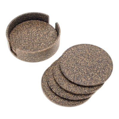 Set of 6 Recycled Bio-Composite Coasters in Olive Hues