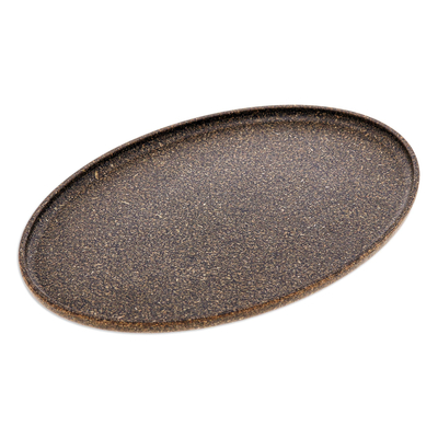 Recycled rice husk bio-composite tray, 'Refined Olive' - Oval Olive Bio-Composite Tray Made from Rice Husks