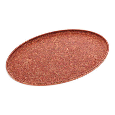 Oval Orange Bio-Composite Tray Made from Rice Husks