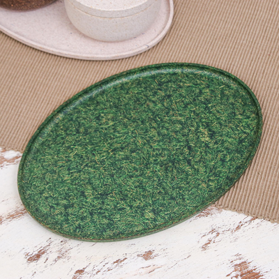 Bandeja de biocompuesto de cascarilla de arroz reciclada - Bandeja ovalada de biocompuesto verde hecha de cáscaras de arroz
