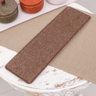 Recycled rice husk bio-composite tray, 'Brown Invention' - Rectangle Brown Bio-Composite Tray Made from Rice Husks
