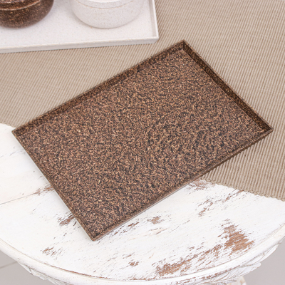 Recycled rice husk bio-composite tray, 'Brown Environment' - Brown Recycled Rice Husk Bio-Composite Tray from Thailand