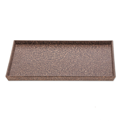 Recycled rice husk bio-composite tray, 'Brown Environment' - Brown Recycled Rice Husk Bio-Composite Tray from Thailand