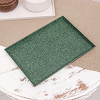 Recycled coconut fiber bio-composite tray, 'Green Ambience' - Green Recycled Coconut Fiber Bio-Composite Tray