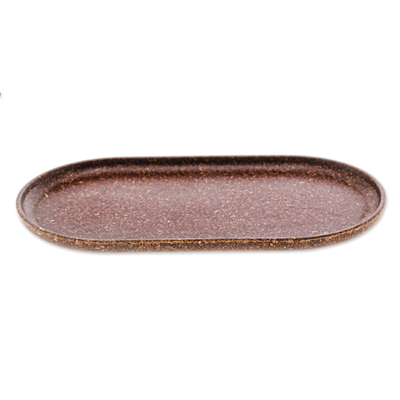 Recycled rice husk bio-composite tray, 'Practical Brown' - Brown Recycled Rice Husk Bio-Composite Capsule Tray