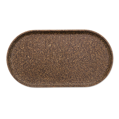Recycled rice husk bio-composite tray, 'Practical Dark Green' - Dark Green Recycled Rice Husk Bio-Composite Capsule Tray