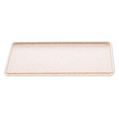 Recycled rice husk bio-composite tray, 'Ivory Corners' - Ivory Geometric Recycled Rice Husk Bio-Composite Tray