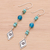 Agate and jasper dangle earrings, 'Stylish Amulet' - Sterling Silver Dangle Earrings with Agate and Jasper Stones