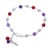 Multi-gemstone beaded charm bracelet, 'Grace Blessing' - Multi-Gemstone Beaded Bracelet with Silver Cross