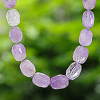 Amethyst and hematite beaded necklace, 'Wise Thoughts'