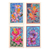 Cotton and paper greeting cards, 'Intense Orchids' (set of 4) - Set of 4 Batik Cotton and Paper Orchid Greeting Cards